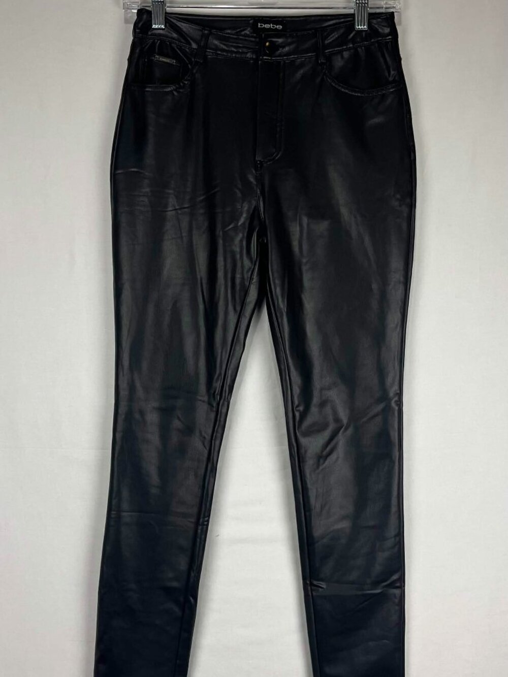 GUC Bebe Vegan Leather Pants Womens Black Faux Leather Skinny Leg Trousers Sz 27